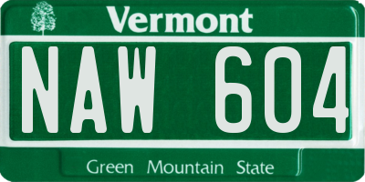VT license plate NAW604