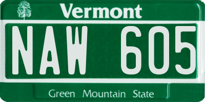 VT license plate NAW605