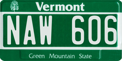 VT license plate NAW606
