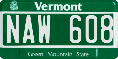 VT license plate NAW608