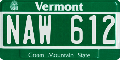 VT license plate NAW612
