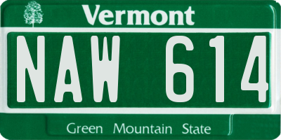 VT license plate NAW614
