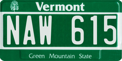 VT license plate NAW615