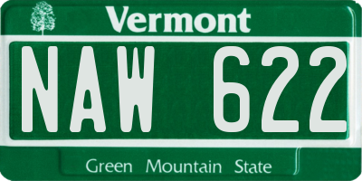 VT license plate NAW622