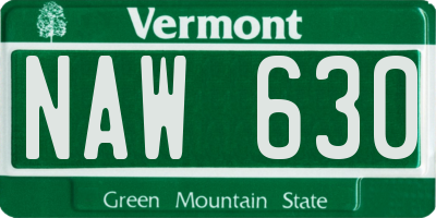 VT license plate NAW630