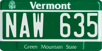 VT license plate NAW635