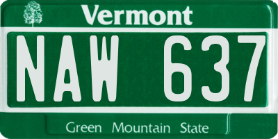 VT license plate NAW637