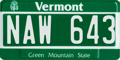 VT license plate NAW643