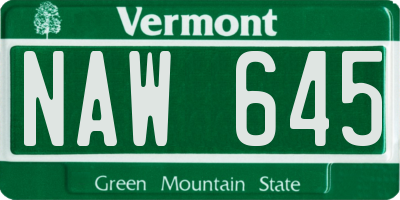 VT license plate NAW645