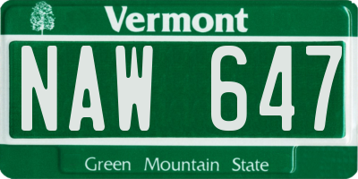 VT license plate NAW647