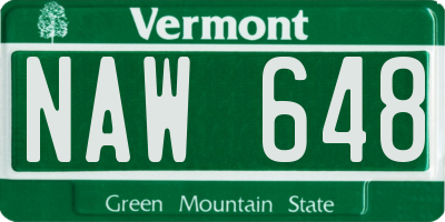 VT license plate NAW648