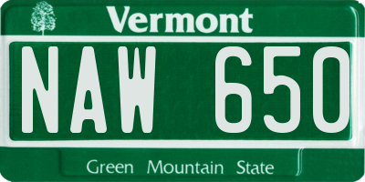 VT license plate NAW650