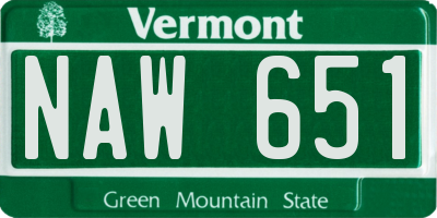 VT license plate NAW651