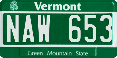 VT license plate NAW653