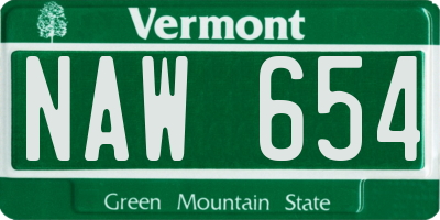 VT license plate NAW654