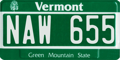 VT license plate NAW655
