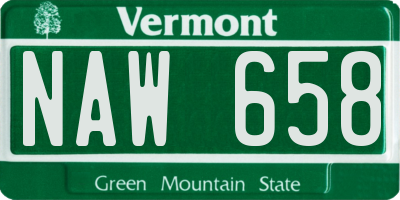 VT license plate NAW658