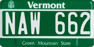 VT license plate NAW662