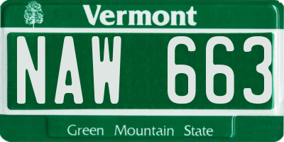VT license plate NAW663