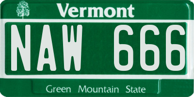 VT license plate NAW666