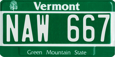 VT license plate NAW667