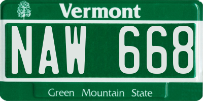 VT license plate NAW668