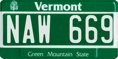 VT license plate NAW669