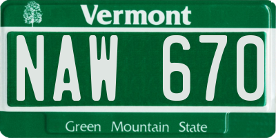 VT license plate NAW670