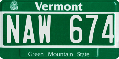 VT license plate NAW674