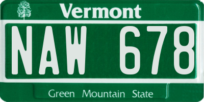 VT license plate NAW678