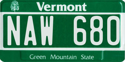 VT license plate NAW680