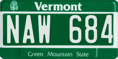 VT license plate NAW684