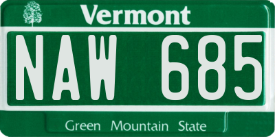 VT license plate NAW685
