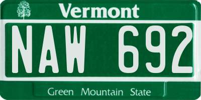 VT license plate NAW692
