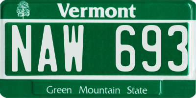 VT license plate NAW693