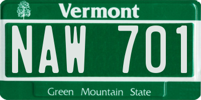 VT license plate NAW701