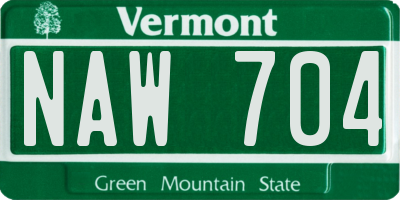 VT license plate NAW704