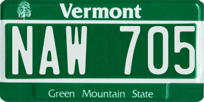 VT license plate NAW705