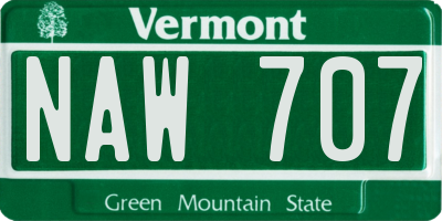 VT license plate NAW707