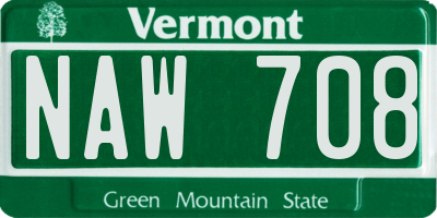 VT license plate NAW708