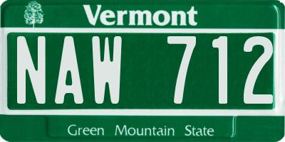 VT license plate NAW712