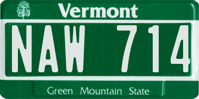 VT license plate NAW714