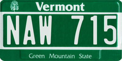 VT license plate NAW715