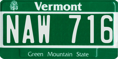 VT license plate NAW716