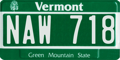 VT license plate NAW718