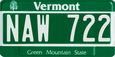 VT license plate NAW722