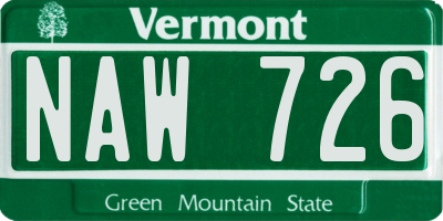 VT license plate NAW726