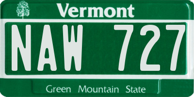 VT license plate NAW727