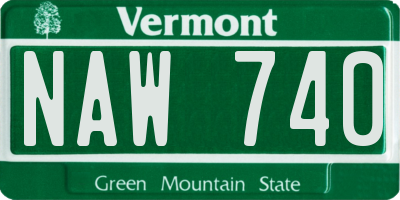 VT license plate NAW740