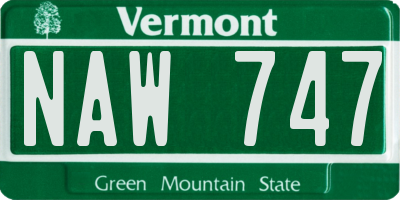 VT license plate NAW747